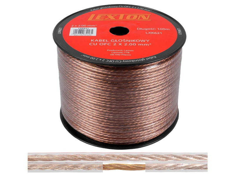 Lexton varinis garsiakalbių kabelis 2x2.00mm ritėje