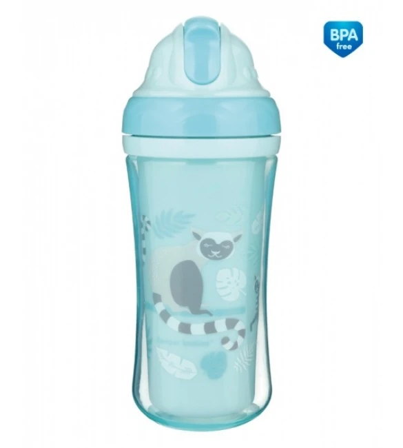 CANPOL BABIES sportinis puodelis su silikoniniu šiaudeliu, lemūras, 260 ml, 74/051