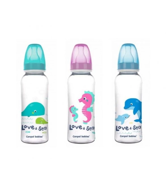 CANPOL BABIES siauro kaklelio buteliukas LOVE&SEA, 250 ml, 59/400