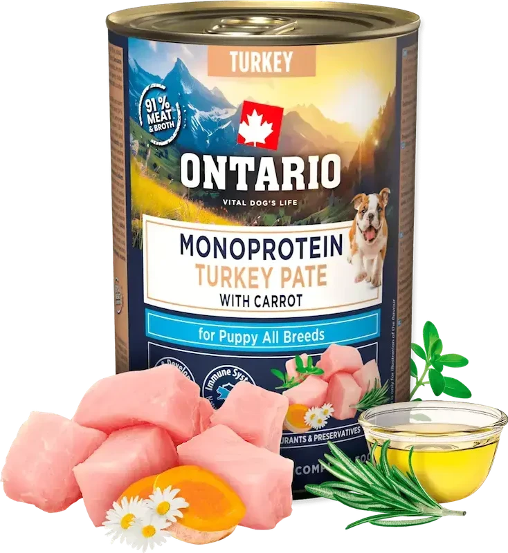 Ontario Puppy Monoprotein Kalakutienos paštetas su Morkomis 400g