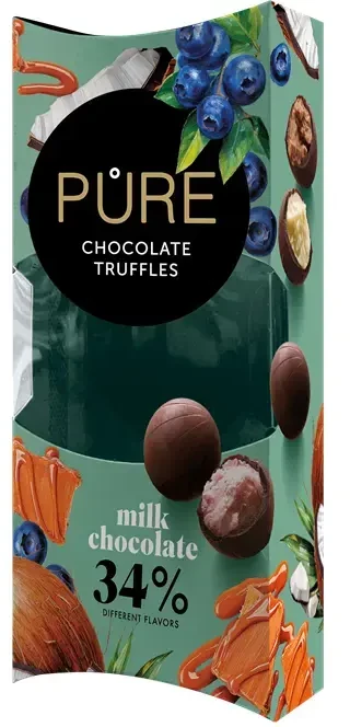 Pure Chocolate Pieninio šokolado PURE triufelių rinkinys,108 g