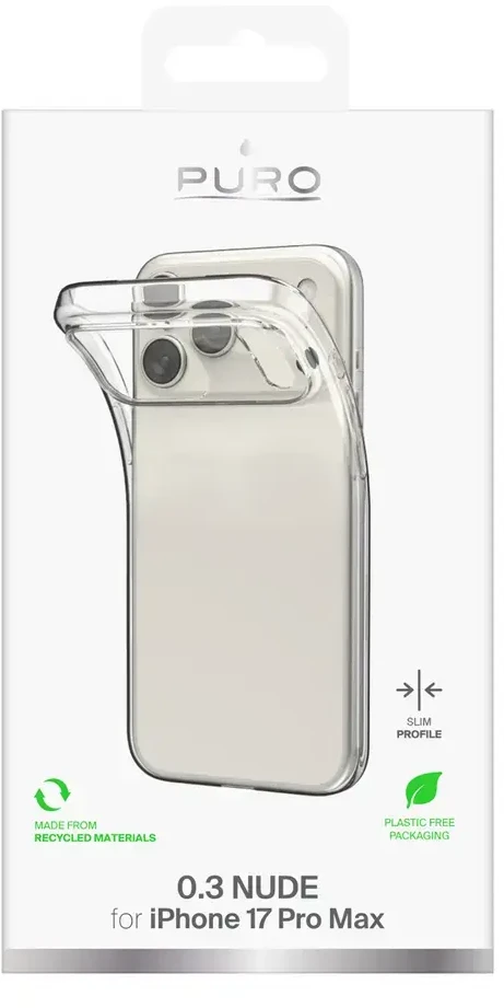 Puro 0.3 Nude Ultra-Slim TPU dėklas skirtas Apple iPhone 17 Pro Max – skaidrus