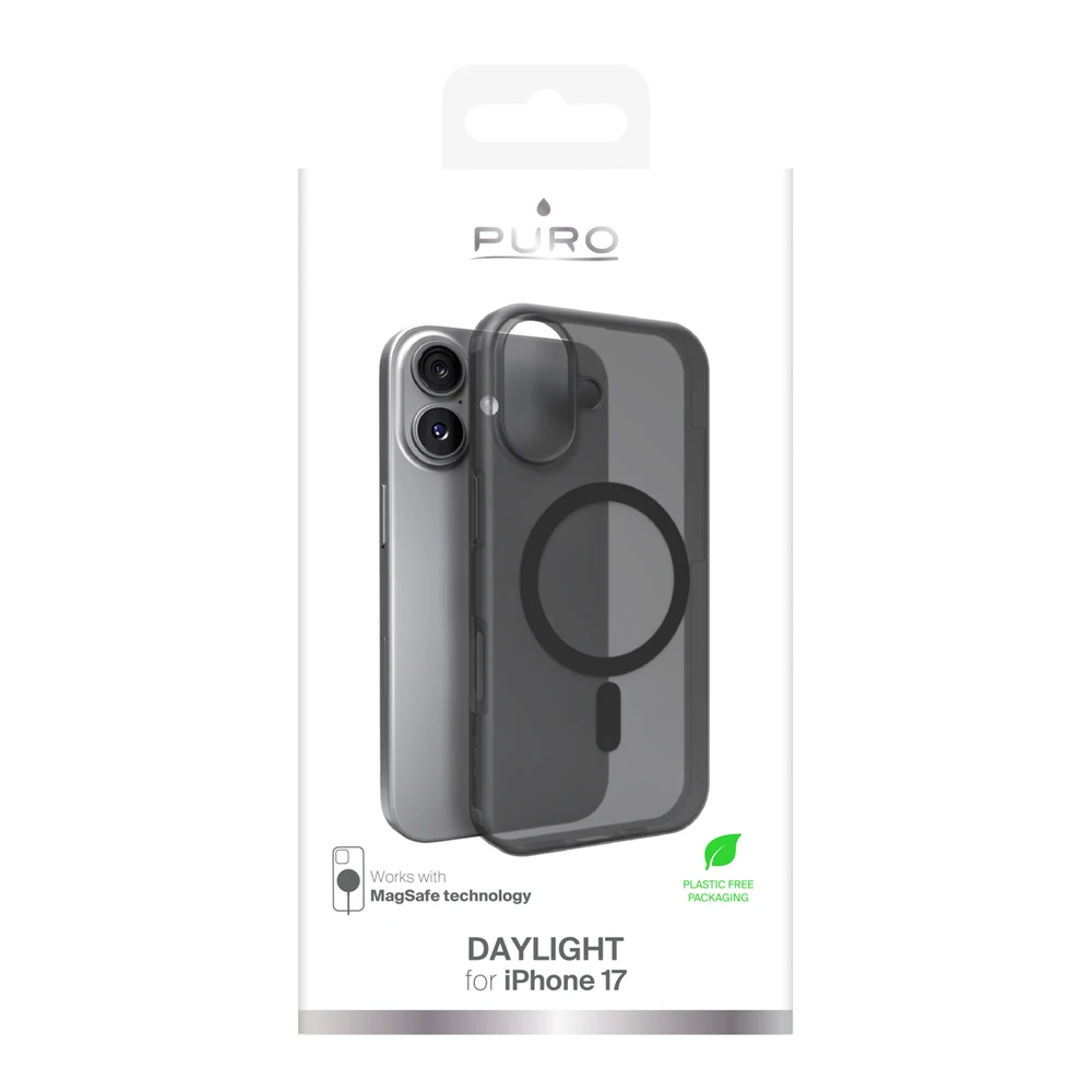 Puro Daylight Magsafe Compatible Silikoninis dėklas for iPhone 17 - Translucent Juodas