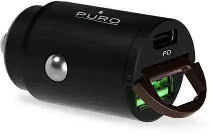 Nezatříděno Mini mašininis greitasis kroviklis PURO 1 x UAB-A, 1 x USB-C, PD, 30W, juodas / FCMCHUSBAC30WBLK