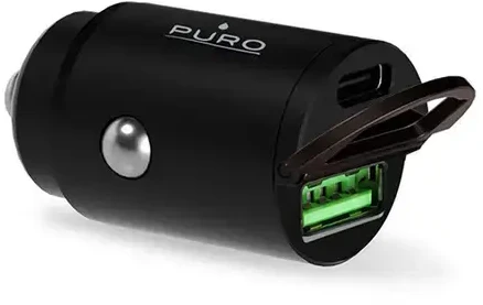 Nezatříděno Mini mašininis greitasis kroviklis PURO 1 x UAB-A, 1 x USB-C, PD, 30W, juodas / FCMCHUSBAC30WBLK