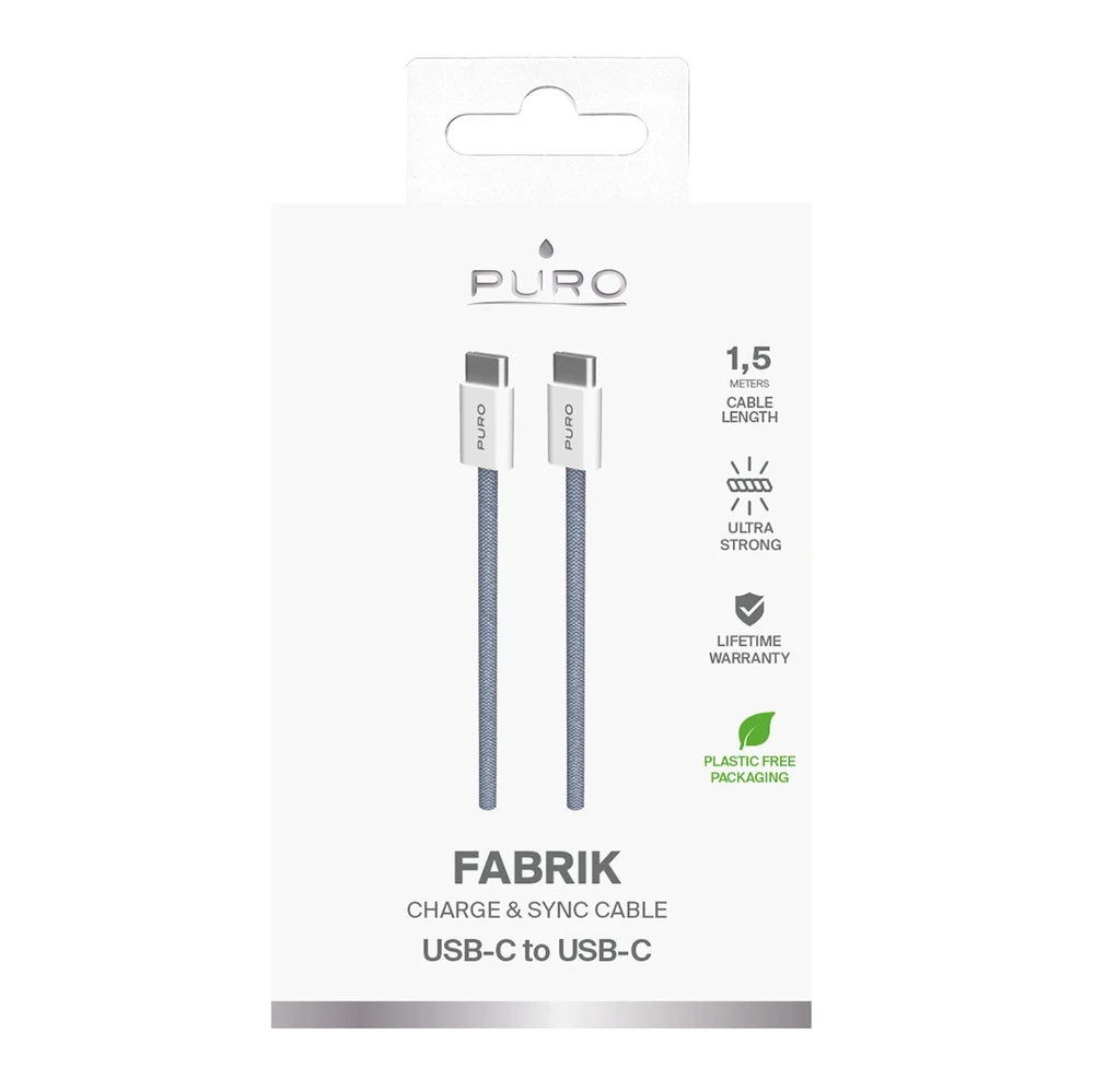 Puro Elektrik Puro Fabrik 60W USB-C - USB-C Cable 1.5m - Mėlyna