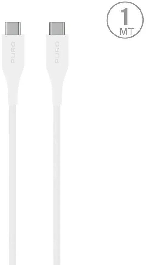 Puro Elektrik Puro Plain USB-C – USB-C 2A 1m kabelis – baltas