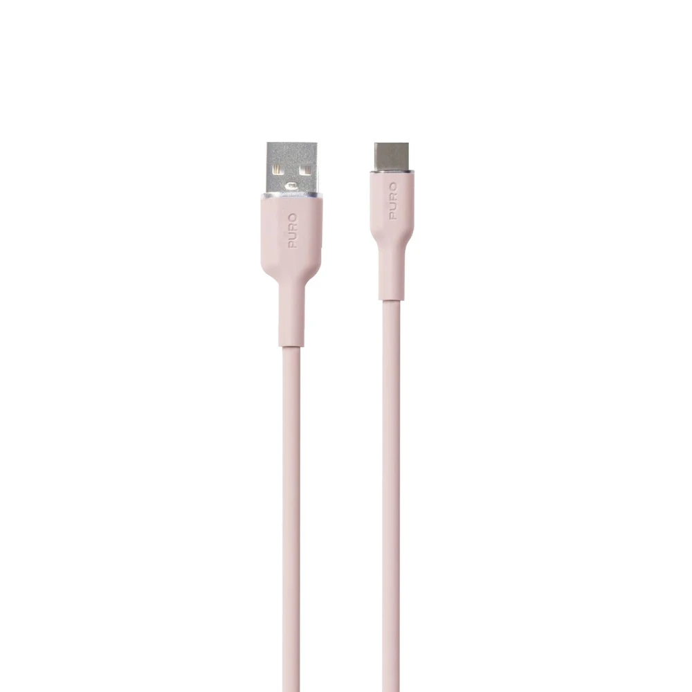 Puro Elektrik Puro Soft USB-A – USB-C laidas 1,5 m – rožinis