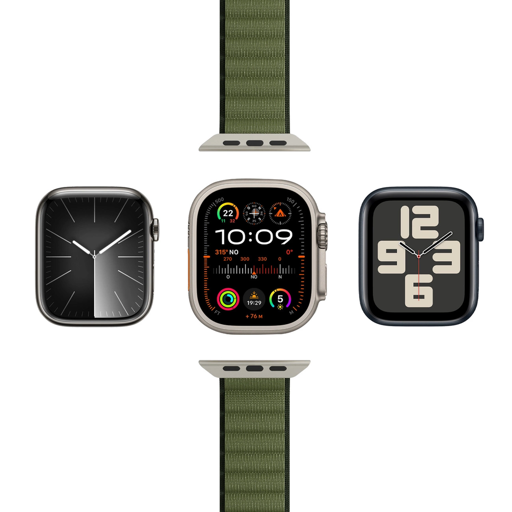 Puro 'EXTREME' polyester apyrankė Apple Watch 42-44-45-49mm, žalios spalvos