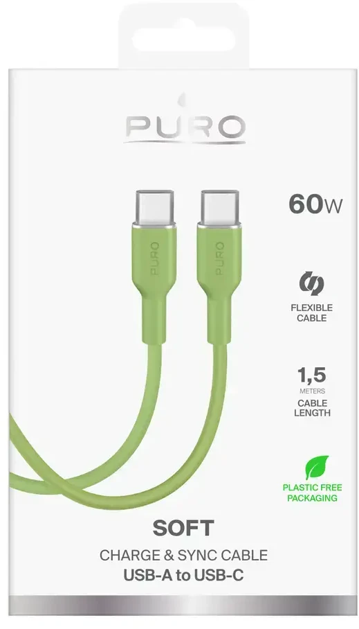 Puro ICON USB-C - USB-C cable 1.5m - žalias
