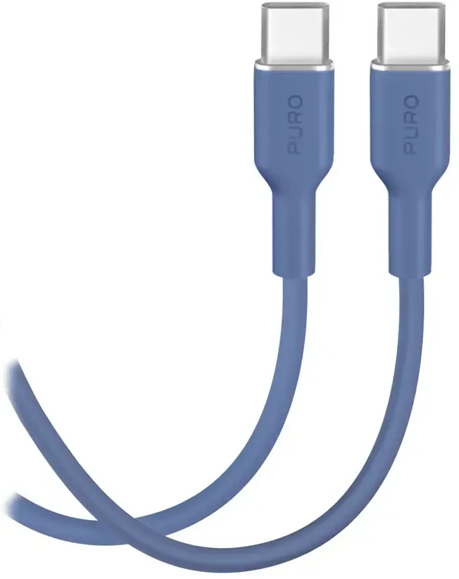 Puro ICON duomenų perdavimo ir įkrovimo kabelis | USB-C į USB-C | 1,5 m | mėlynas