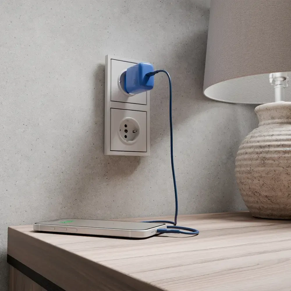 Puro ICON duomenų perdavimo ir įkrovimo kabelis | USB-C į USB-C | 1,5 m | mėlynas