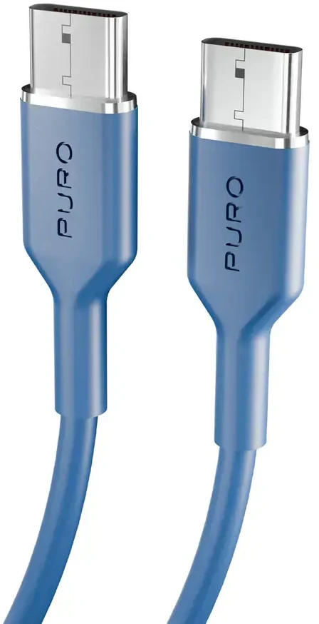 Puro ICON duomenų perdavimo ir įkrovimo kabelis | USB-C į USB-C | 1,5 m | mėlynas
