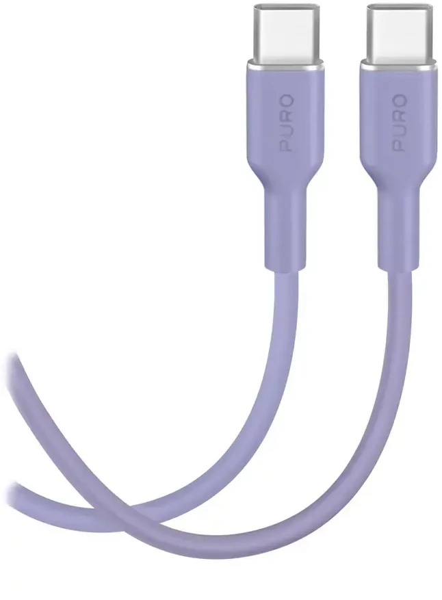 Puro ICON duomenų perdavimo ir įkrovimo kabelis | USB-C į USB-C | 1,5 m | purpurinė