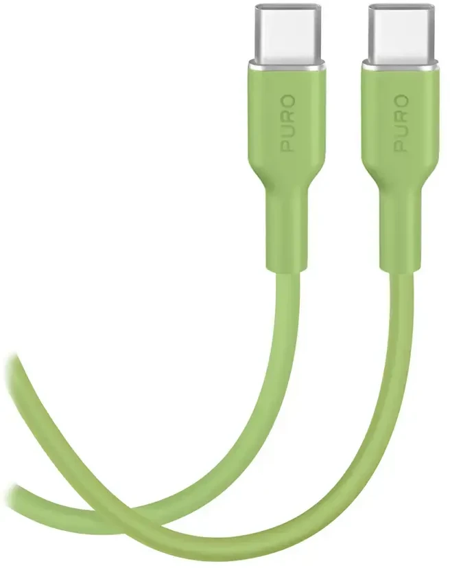Puro ICON duomenų perdavimo ir įkrovimo kabelis | USB-C į USB-C | 1,5 m | žalias