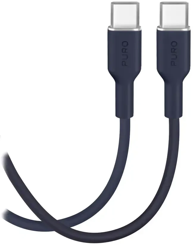 Puro ICON duomenų perdavimo ir įkrovimo kabelis | USB-C į USB-C | 1,5 m | mėlynas