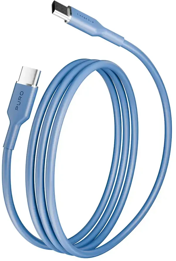 Puro ICON duomenų perdavimo ir įkrovimo kabelis | USB-C į USB-C | 1,5 m | mėlynas