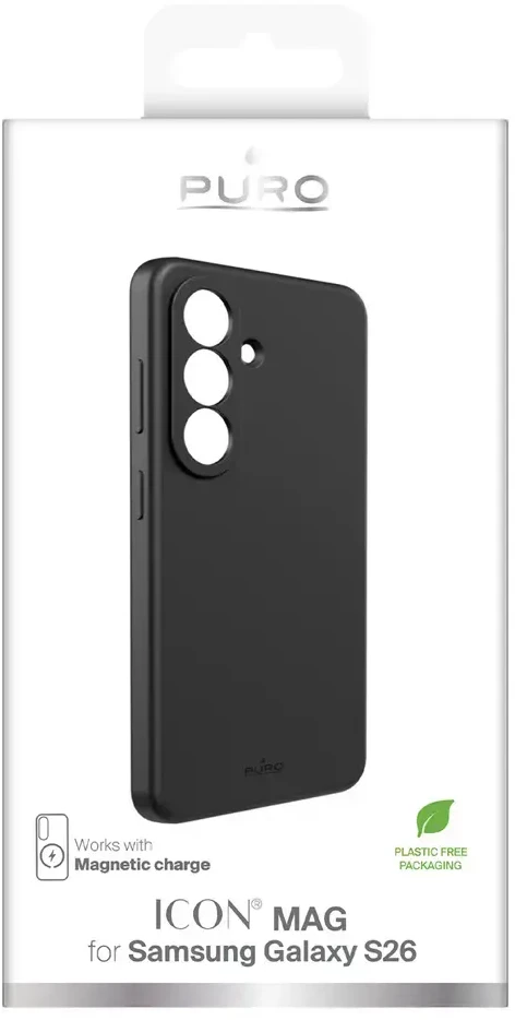 Puro ICON MAG ns Samsung Galaxy S26 Silikoninis dėklas Compatible with MagSafe – juodos spalvos