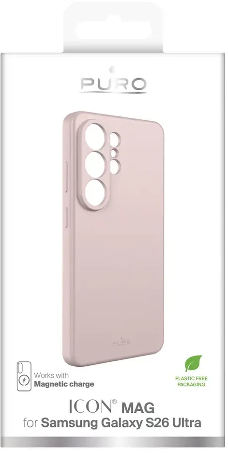 Puro ICON MAG Protective dėklas skirtas Samsung Galaxy S26 Ultra Silicone Compatible with MagSafe – Rožinė