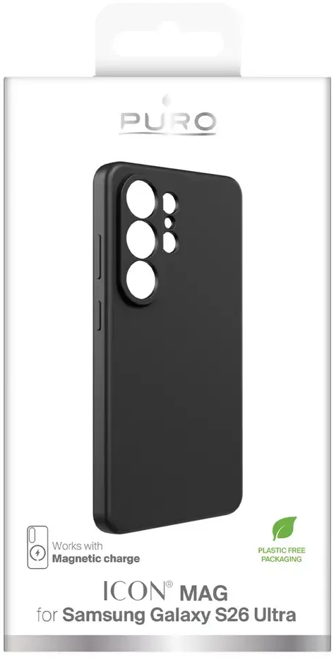 Puro ICON MAG Protective dėklas skirtas Samsung Galaxy S26 Ultra Silicone Compatible with MagSafe – juodos spalvos