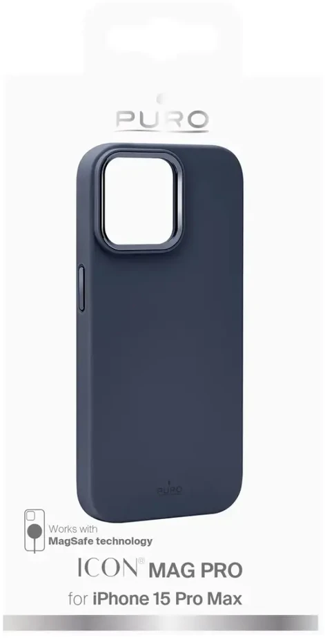 Puro Icon Mag Pro MagSafe Silikoninis Apple iPhone 15 Pro Max - Dark dėklas telefonui mėlynos spalvos