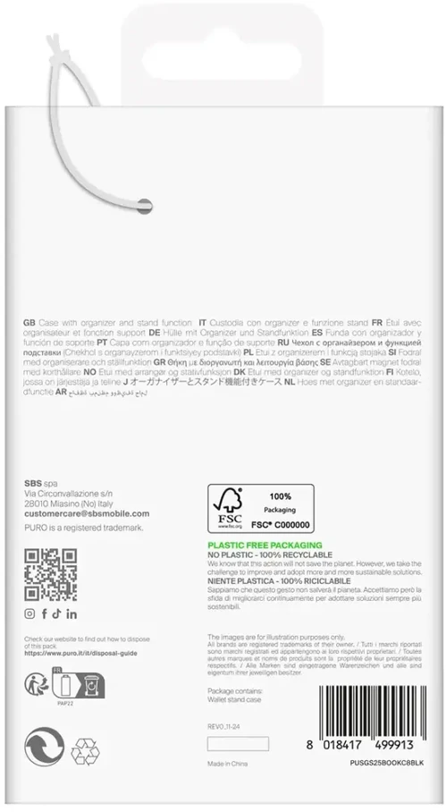 Puro Booklet Samsung Galaxy S25 - dėklas telefonui juodos spalvos