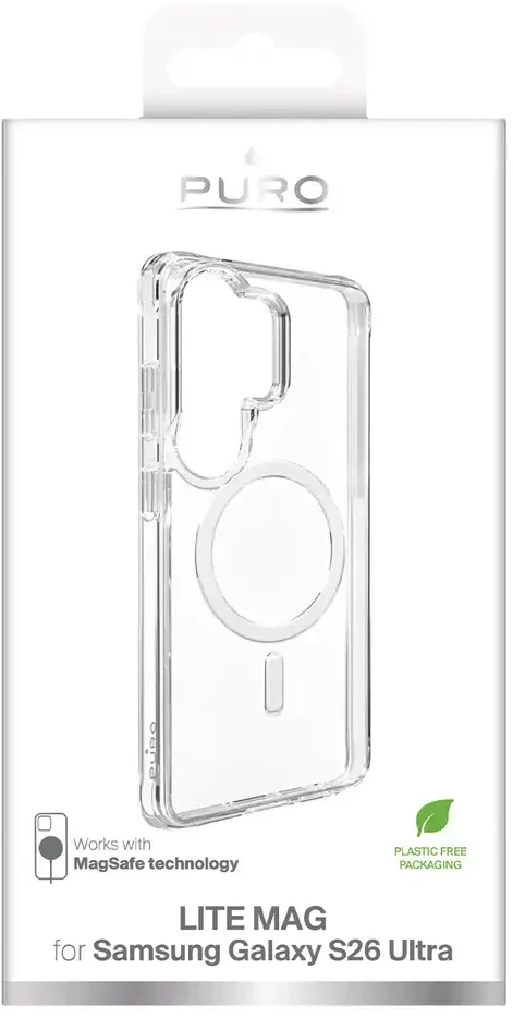 Puro LITE MAG Protective dėklas skirtas Samsung Galaxy S26 Ultra suderinamas su MagSafe – skaidrus