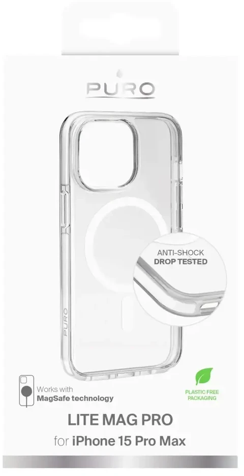 Puro Lite Mag Pro MagSafe Silikoninis Apple iPhone 15 Pro Max – dėklas telefonui skaidrus