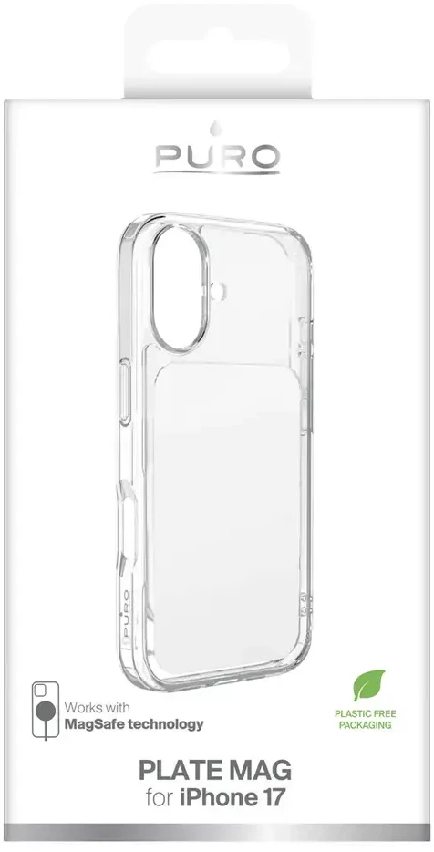 Puro „Plate Mag“ dėklas, skirtas „iPhone 17“, suderinamas su „MagSafe“ - Baltas