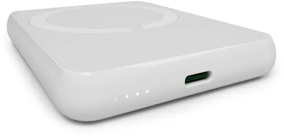 Išorinė baterija Puro „Power Mag“ 5000mAh 20W su maitinimo šaltiniu, USB-C, baltos spalvos