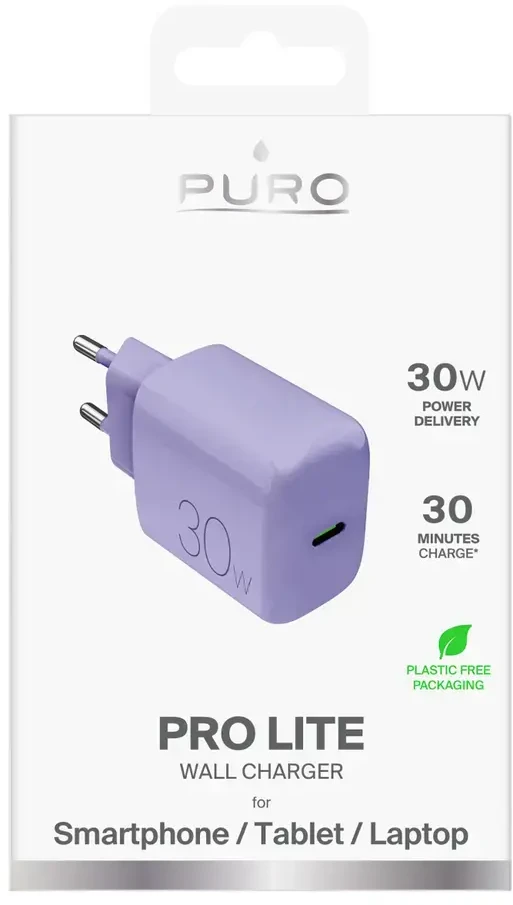 Puro Pro Lite 30W USB-C Wall Charger - Violetinė