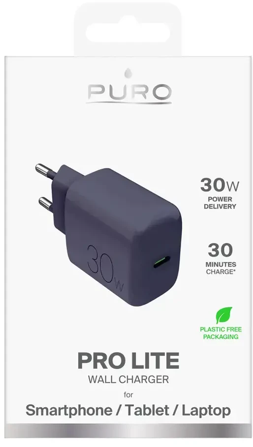Puro Pro Lite 30W USB-C sieninis įkroviklis – pilkas