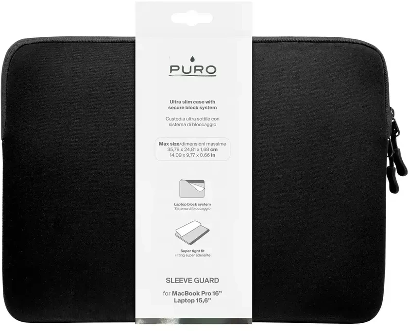 Puro Slim Guard 16" Nešiojamas kompiuteris Bag - Juodas