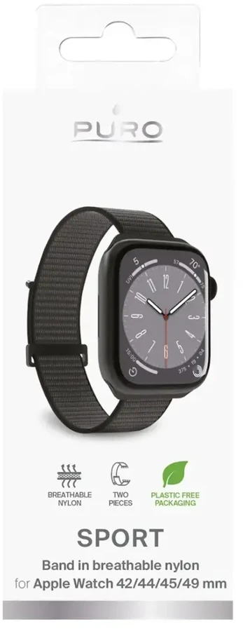 Puro ''SPORT'' nylon apyrankė Apple Watch 42-44-45-49mm. juodos spalvos