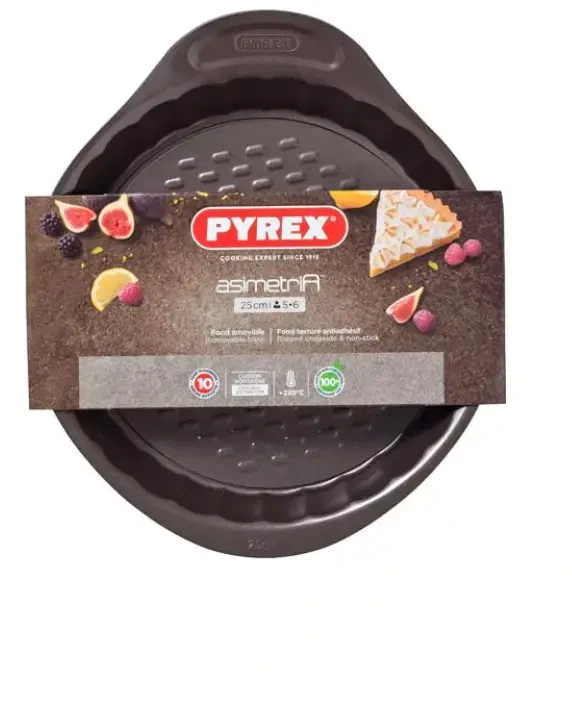 Pyrex Asimetria kepimo forma, 30 cm, anglinio plieno, ruda