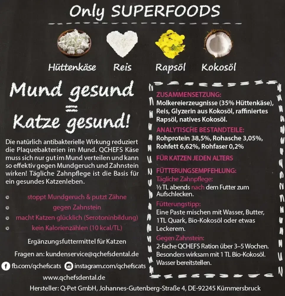 QCHEFS Dantų dribsniai katėms 80 g