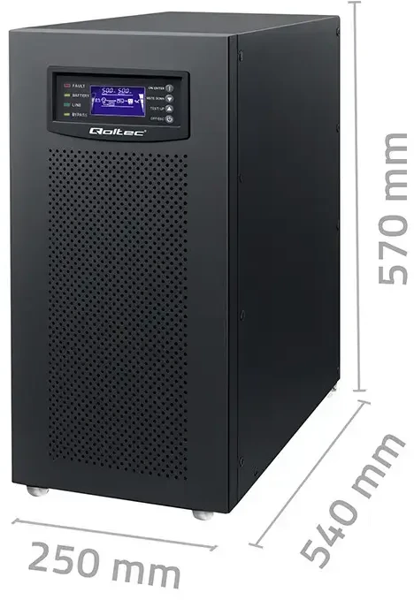 Qoltec Atsarginis maitinimo šaltinis UPS 3 fazių | 10kVA | LCD | EPO | USB | SNMP | On-line | Aukšto dažnio