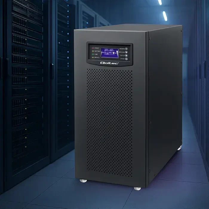 Qoltec Atsarginis maitinimo šaltinis UPS 3 fazių | 10kVA | LCD | EPO | USB | SNMP | On-line | Aukšto dažnio
