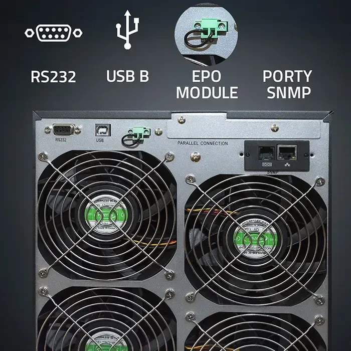 Qoltec Atsarginis maitinimo šaltinis UPS 3 fazių | 10kVA | LCD | EPO | USB | SNMP | On-line | Aukšto dažnio