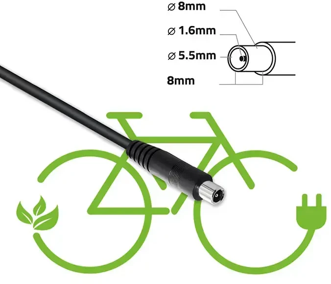 Qoltec 50334 Greitasis įkroviklis elektriniam dviračiui, elektriniam paspirtukui XIAOMI 36V | 42V | 2A | 8.0*8.0mm | atsparus vandeniui + maitinimo kabelis