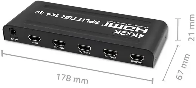 Qoltec 51798 aktyvus HDMI skirstytuvas 4 x HDMI 4K x 2K | 3,4 Gb/s