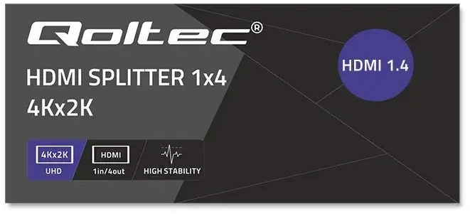 Qoltec 51798 aktyvus HDMI skirstytuvas 4 x HDMI 4K x 2K | 3,4 Gb/s