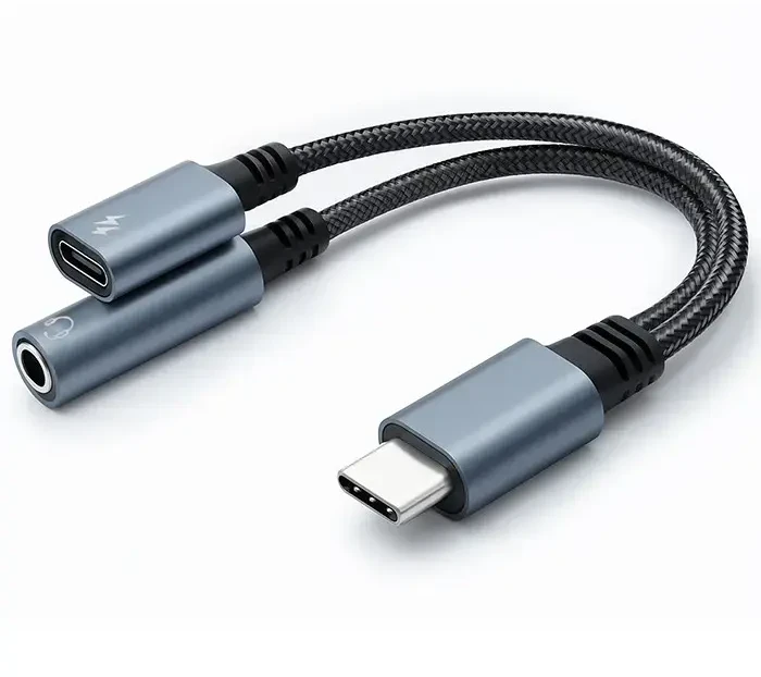 Qoltec 2in1 USB-C adapteris PD 15W 10cm aliuminis