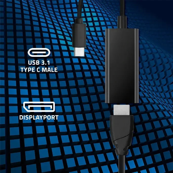 QOLTEC 50377 USB 3.1 adapteris C tipo vyriškas / DP moteriškas 4K 23cm