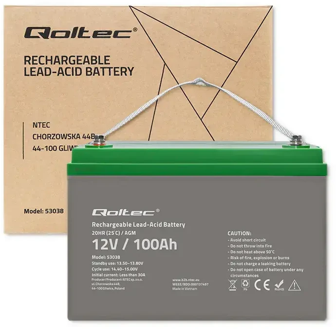 QOLTEC 53038 Qoltec Baterija AGM 12V 100Ah max.30A