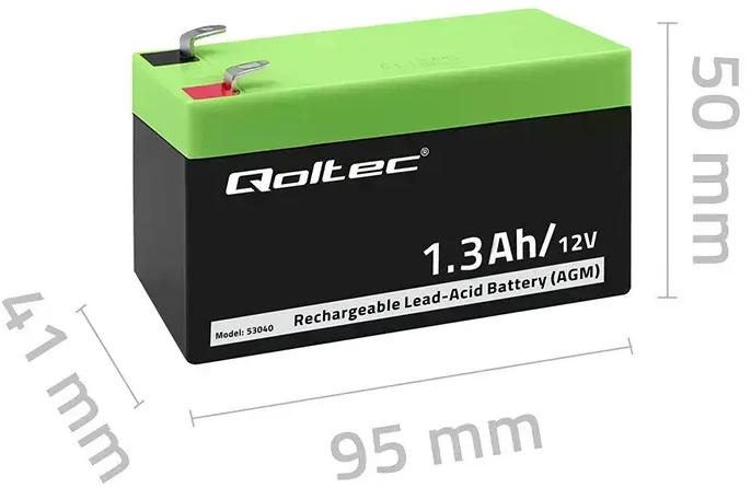 QOLTEC 53040 Baterija AGM 12V 1.3Ah max.0.39A
