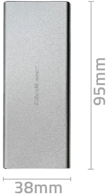 Qoltec 51833 Korpusas | M.2 SSD diskas | SATA | NGFF| USB 3.0 | Super greitis 5GB/s | 2TB | Sidabrinis