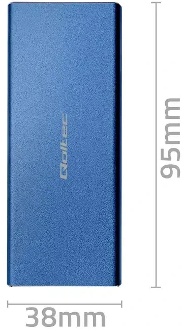Qoltec 51832 Korpusas | M.2 SSD diskas | SATA | NGFF| USB 3.0 | Super greitis 5Gb/s | 2TB | Mėlyna