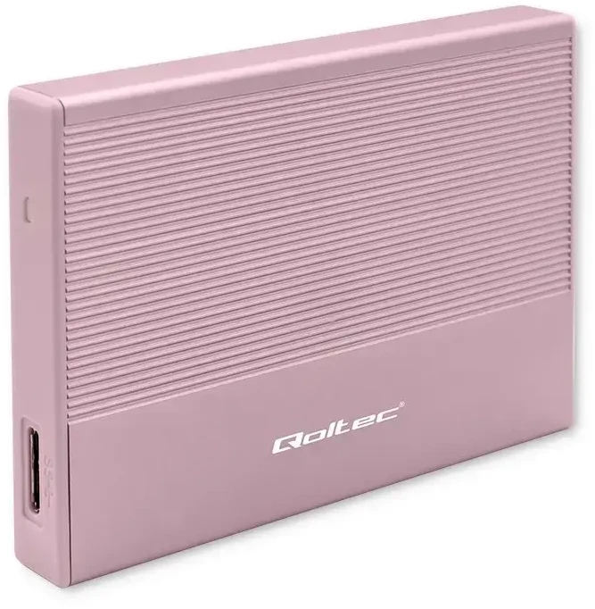 Išorinio kietojo disko dėklas Aliumininis korpusas skirtas diskui SSD HDD 25" sata USB 3.0 itin greitas 5 Gb/s 2 TB rožinis Qoltec