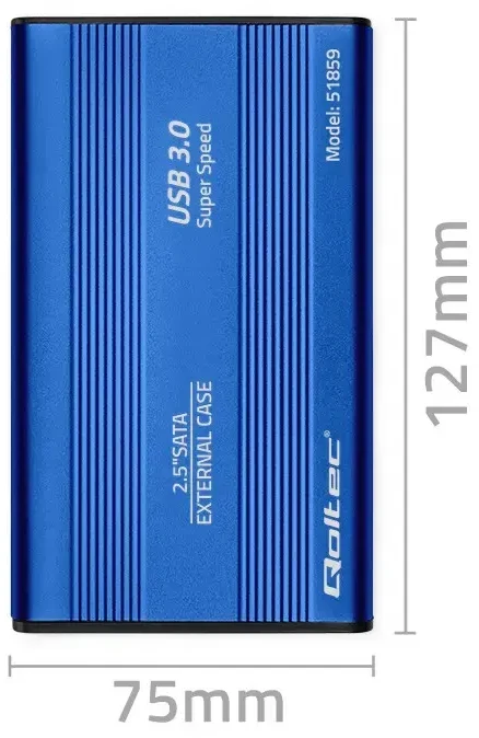 QOLTEC išorinio kietojo disko dėklas HDD/SSD 2.5" SATA3 USB 3.0 Mėlyna